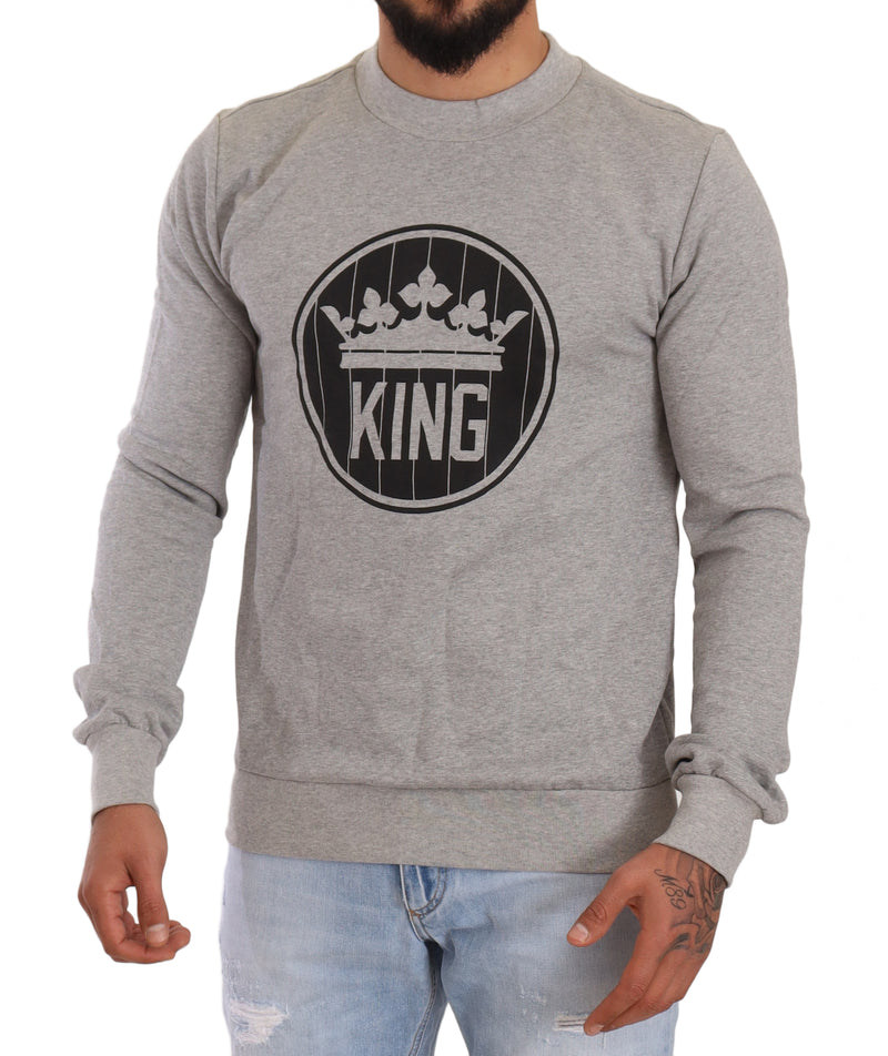 Gray Crown King Cotton Pullover Sweater