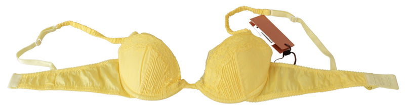 Yellow Lace Cotton Push Up Bra Underwear
