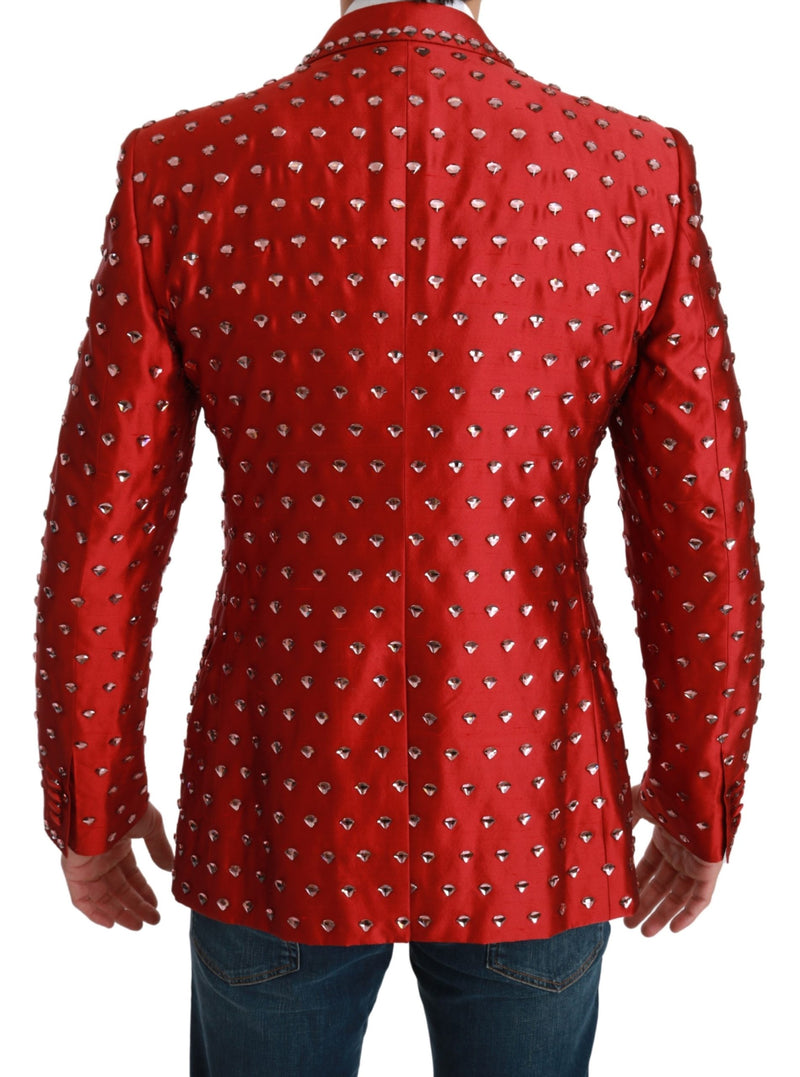 Red Silk Crystal Jacket Coat Blazer