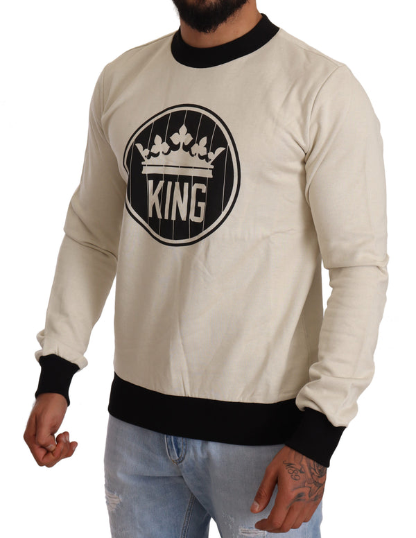 White Crown King Cotton Pullover Sweater