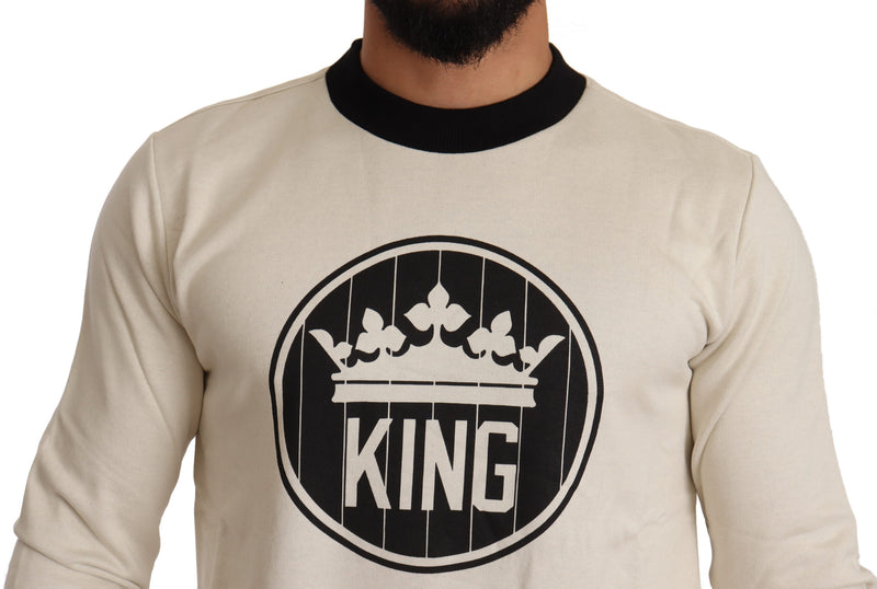 White Crown King Cotton Pullover Sweater