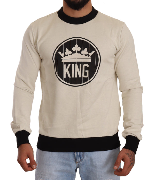 White Crown King Cotton Pullover Sweater