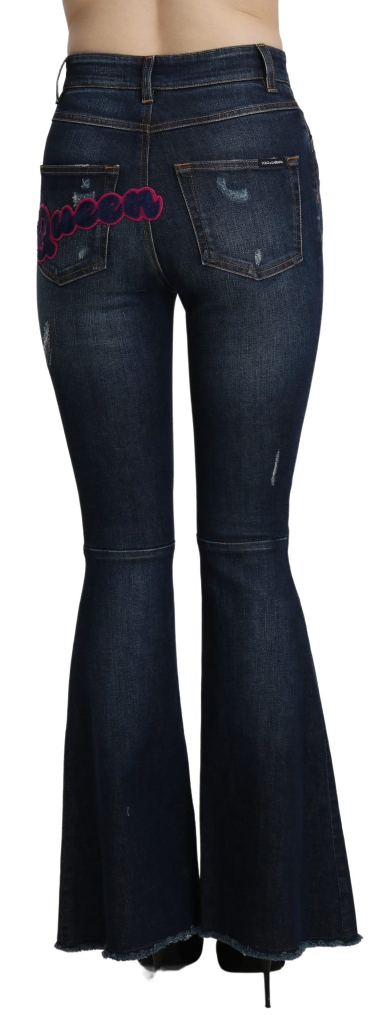 Blue Denim Cotton Stretch Flared Jeans