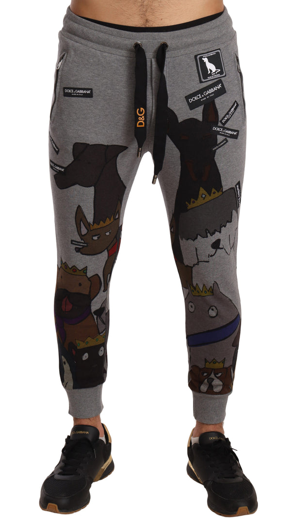 Gray Dogs Print Jogging Sweatpants
