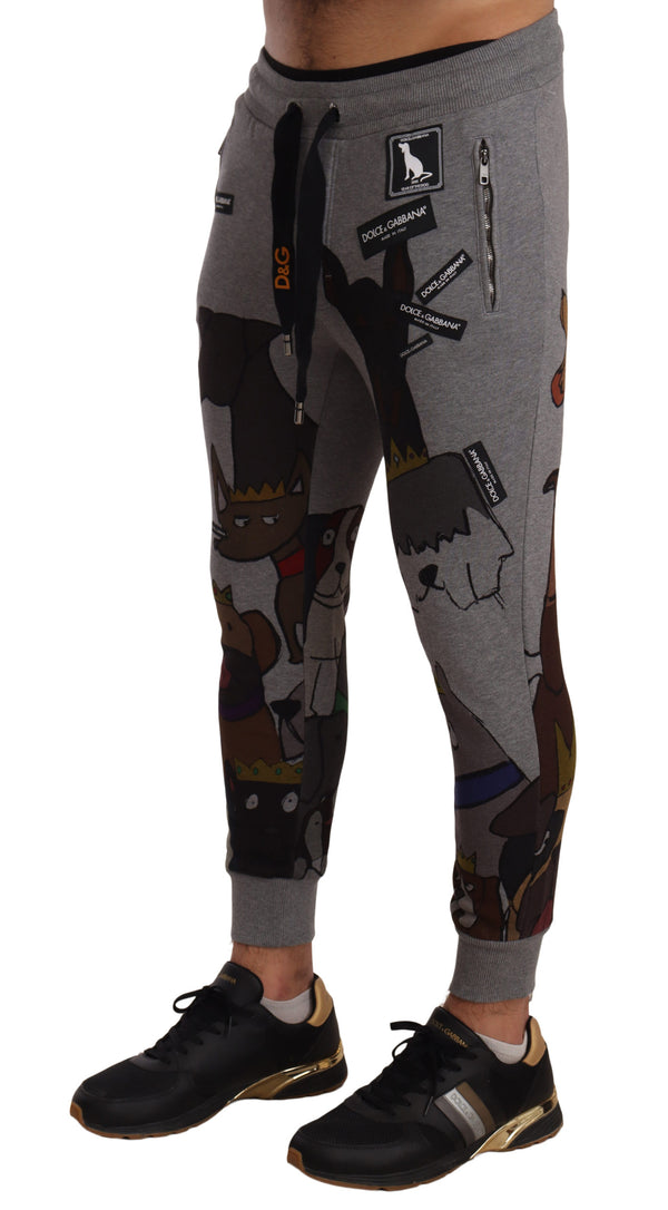 Gray Dogs Print Jogging Sweatpants