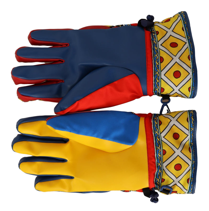 Multicolor Carretto Sicily Biker Mitten Gloves