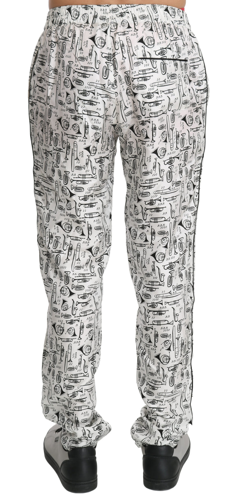 White Music Instruments Trouser Silk Pants