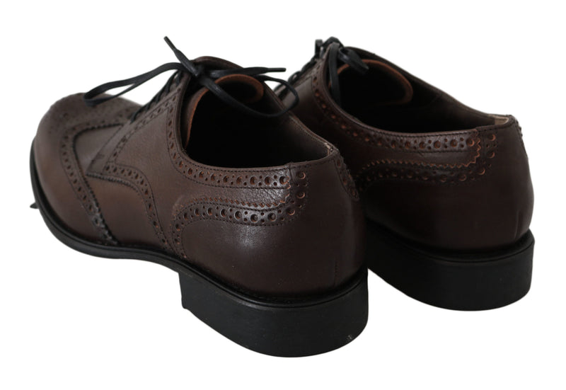 Brown Leather Brogue Derby Dress Shoes