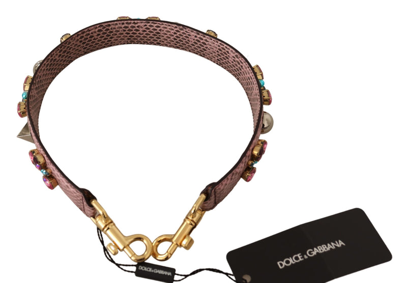 Pink Crystals Leather Bag Accessory Shoulder Strap