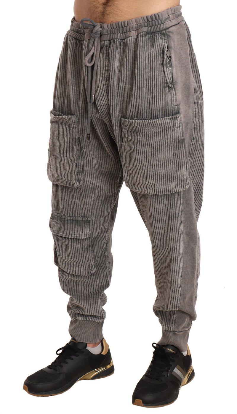 Gray Cotton Jogger Cargo Trousers Pants