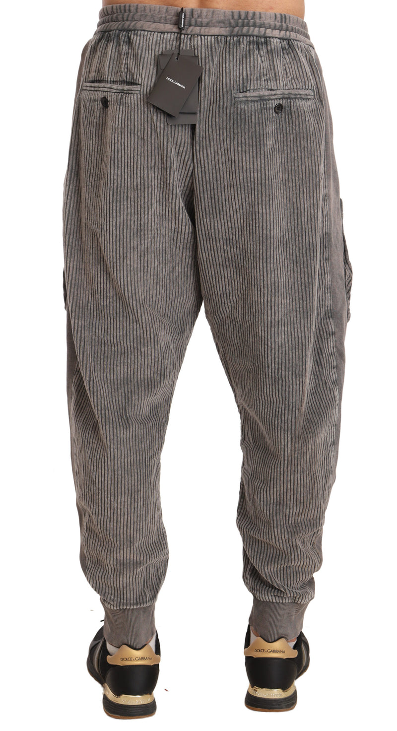 Gray Cotton Jogger Cargo Trousers Pants