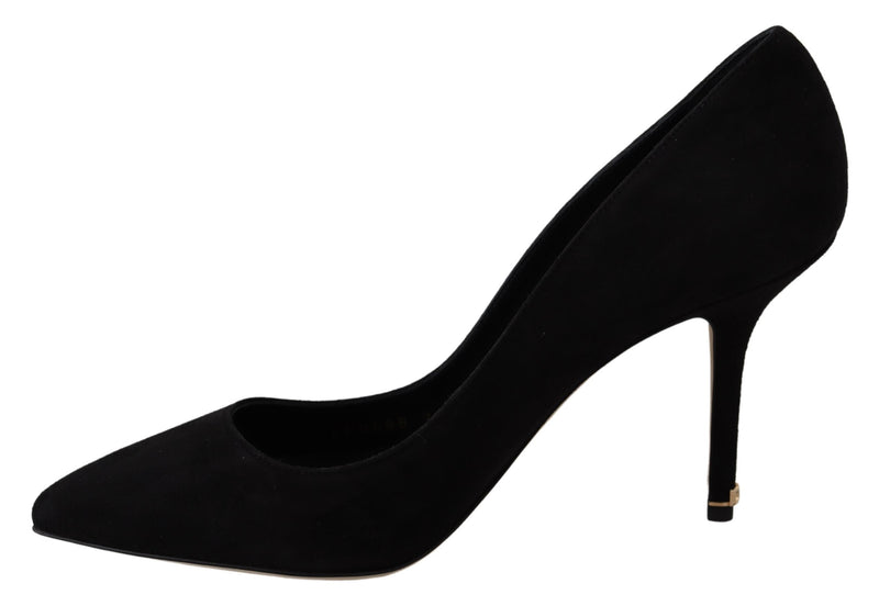 Black Suede Goatskin Heels Pumps Shoes