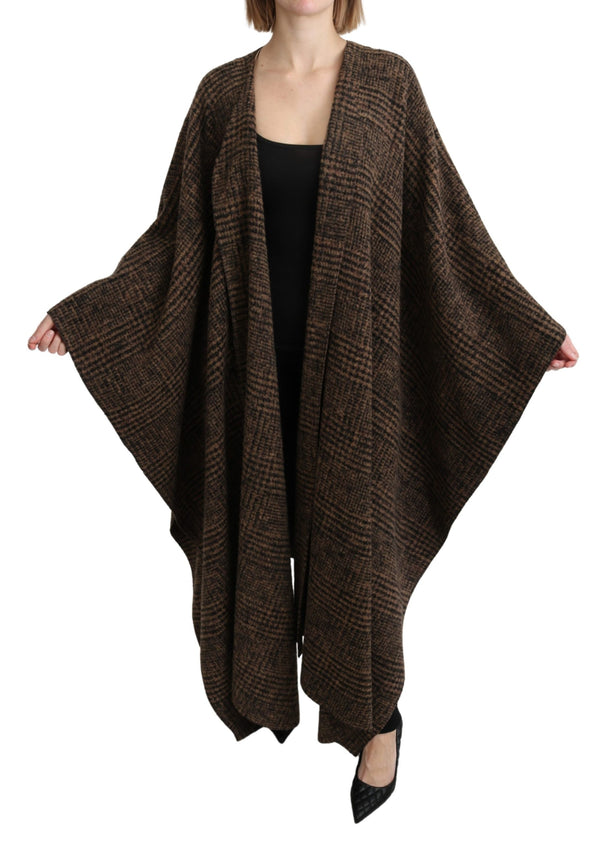 Brown Cape Blazer Coat Wool Blend Jacket
