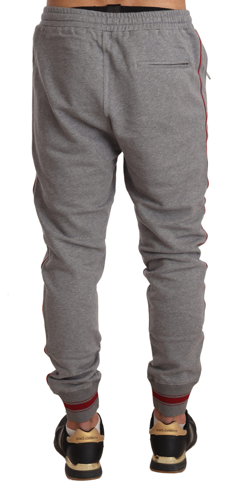 Gray Cotton Crown Logo Jogging Trouser Pants