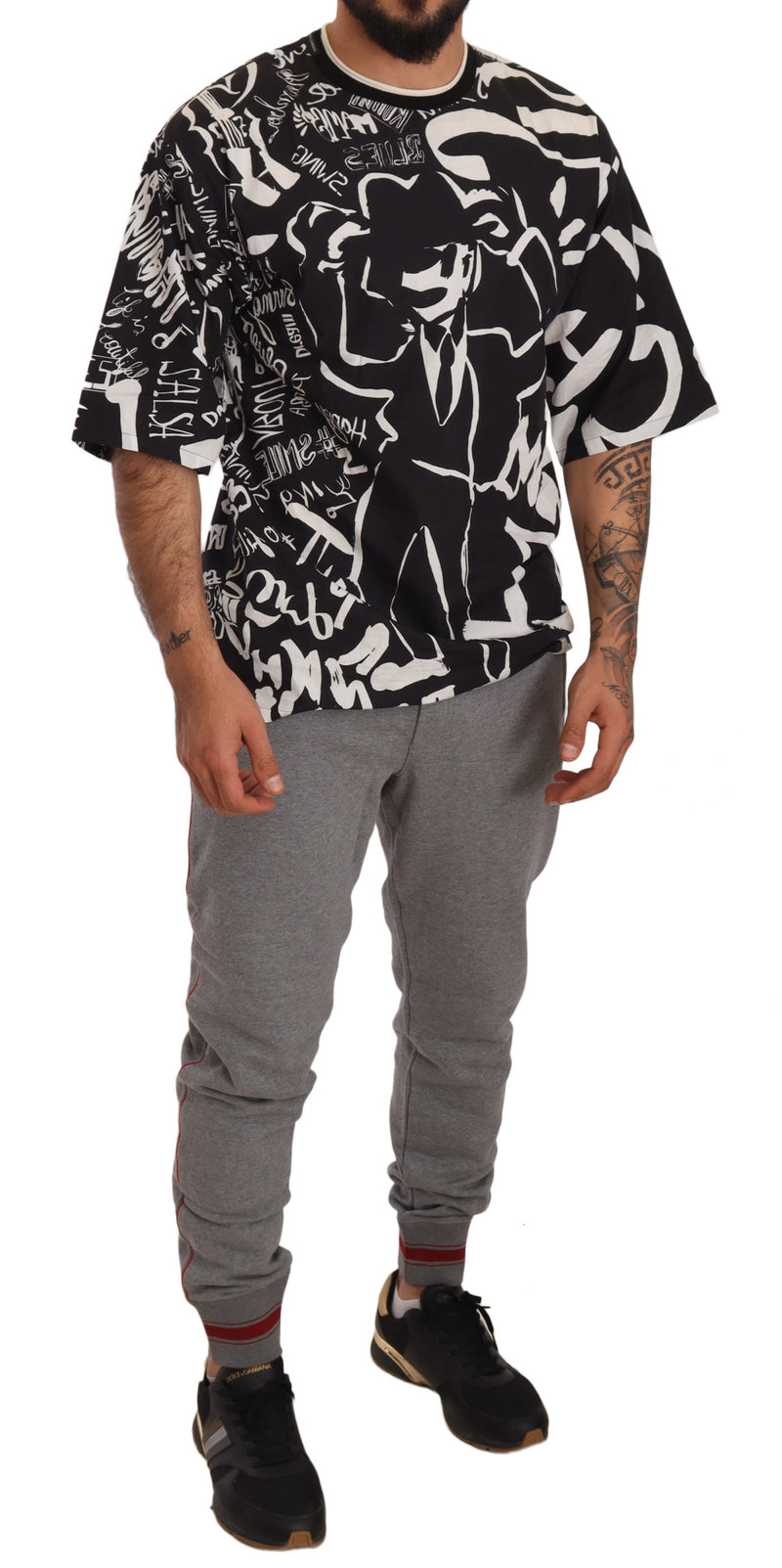 Gray Cotton Crown Logo Jogging Trouser Pants