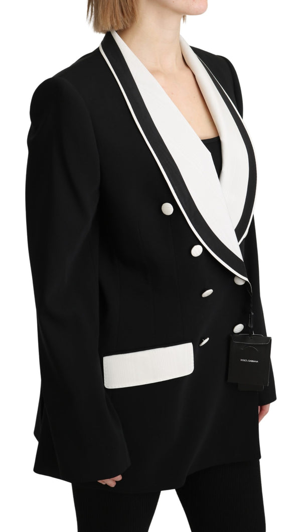 Black Double Breasted Blazer Wool Jacket