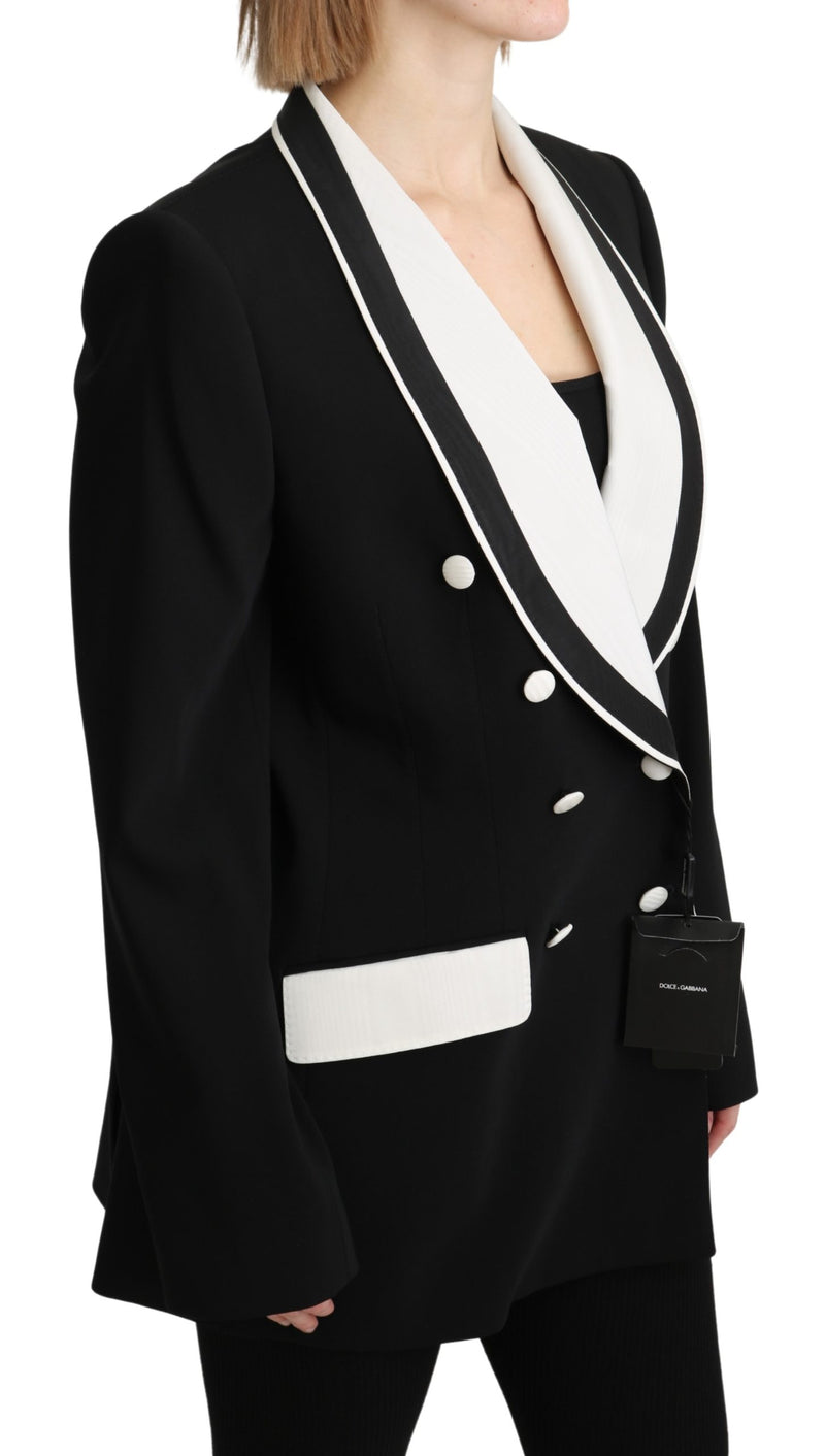 Black Double Breasted Blazer Wool Jacket