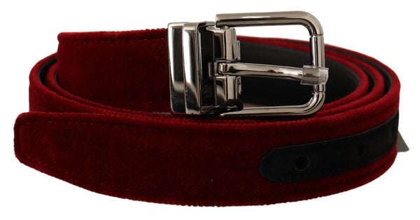 Bordeaux Velvet Silver Buckle Cintura Belt