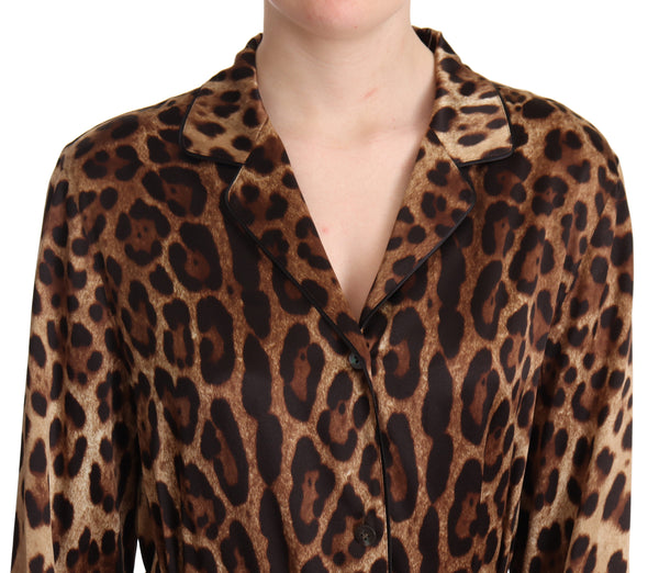 Brown Leopard Print Long Sleeve Belted