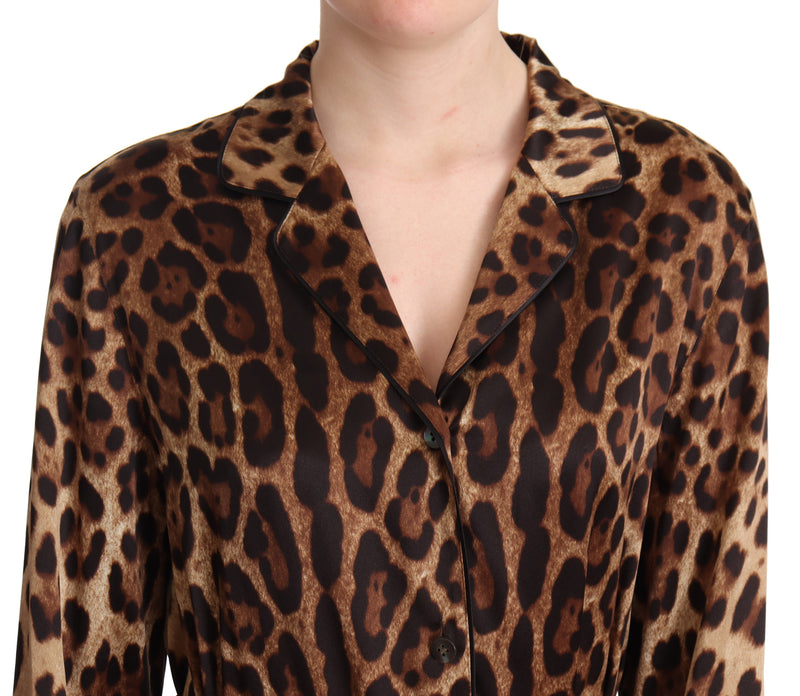 Brown Leopard Print Long Sleeve Belted