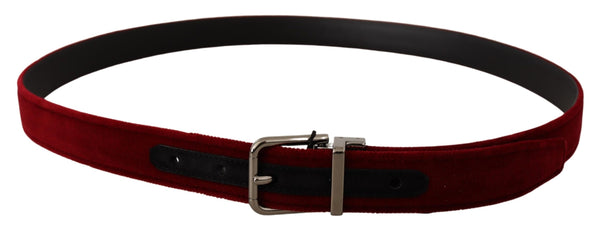 Bordeaux Velvet Silver Buckle Cintura Belt