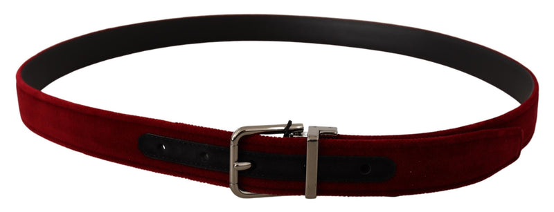 Bordeaux Velvet Silver Buckle Cintura Belt