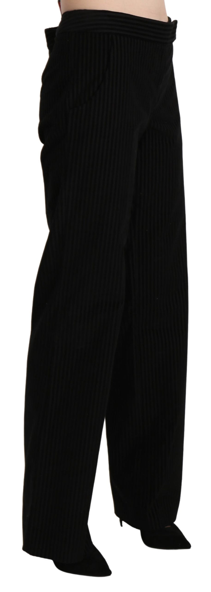 Black High Waist Flared Trouser Cotton Pant