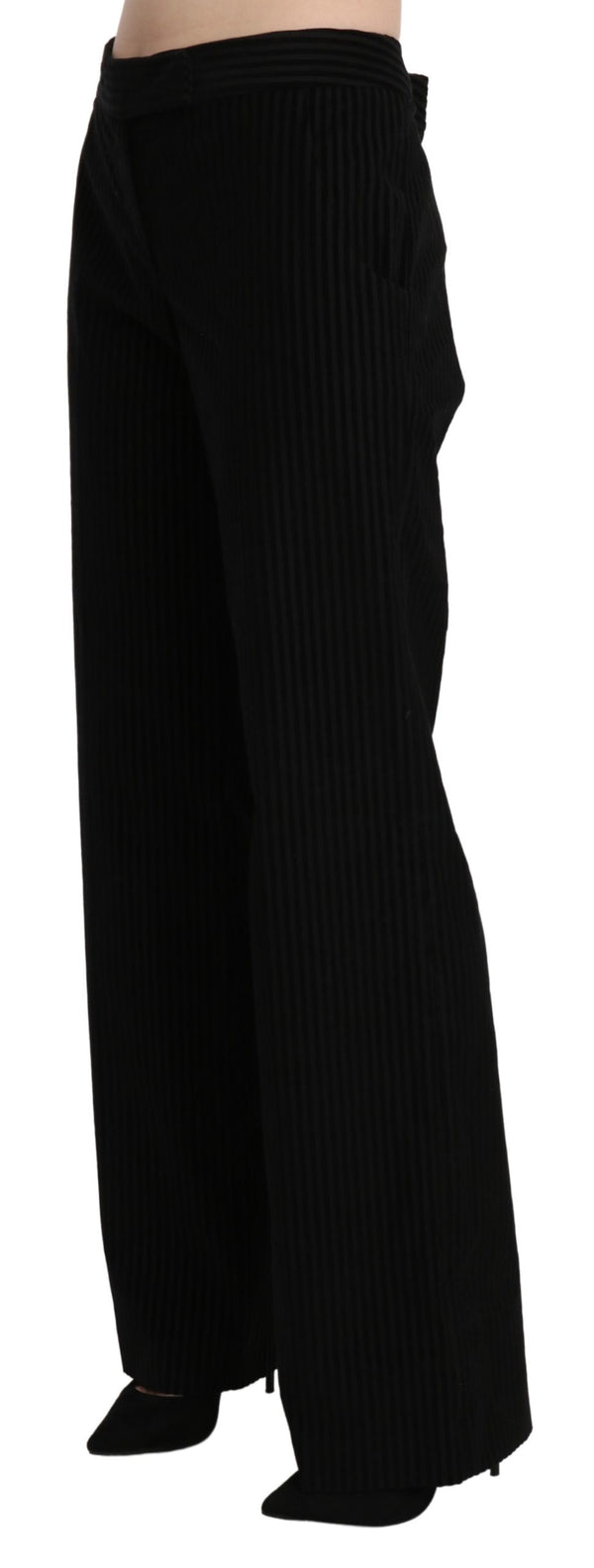 Cotton Black High Waist Flared Pants