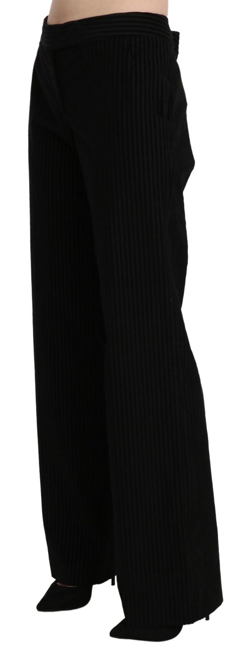Cotton Black High Waist Flared Pants