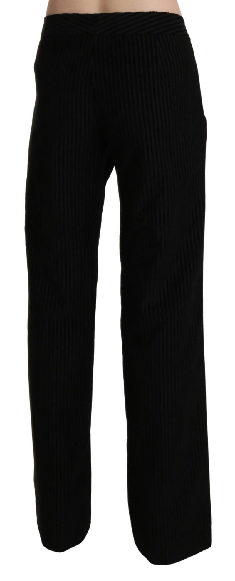 Black High Waist Flared Trouser Cotton Pant