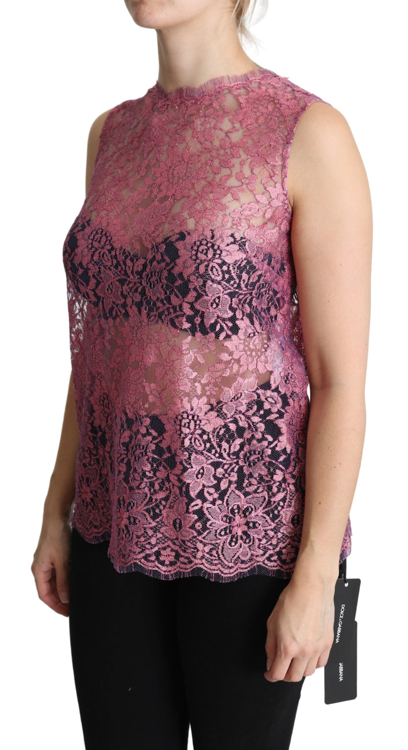 Pink Floral Taormina Lace Top Blouse