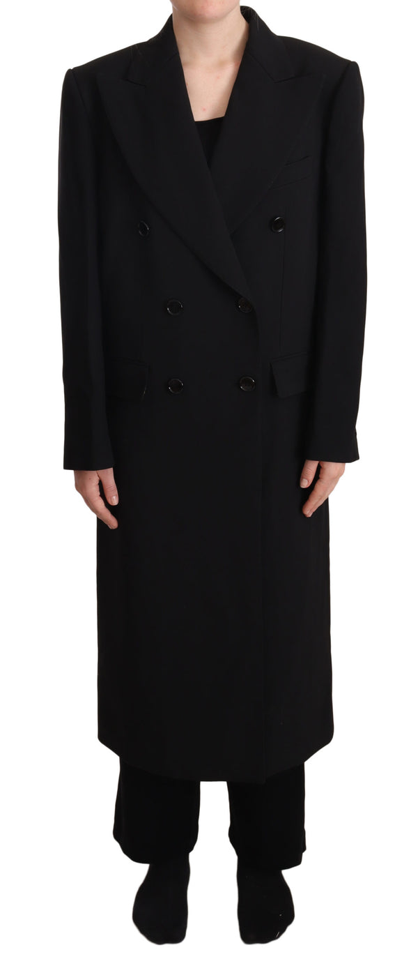 Black Double Breasted Overcoat Jacket