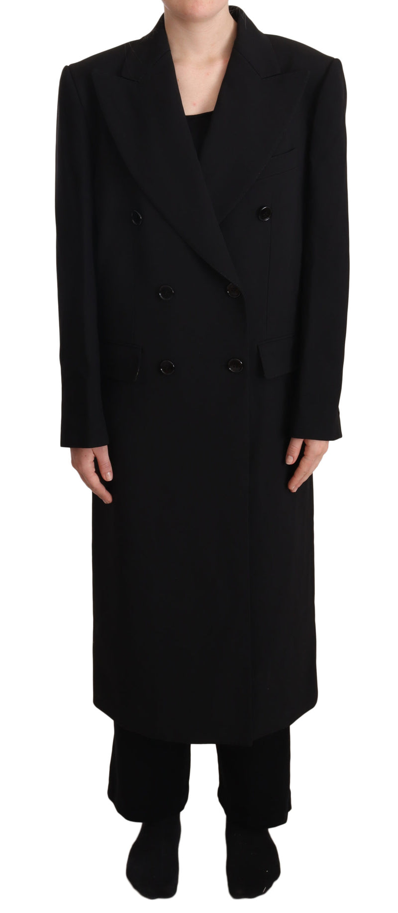 Black Double Breasted Overcoat Jacket