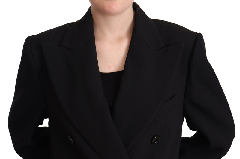 Black Double Breasted Overcoat Jacket