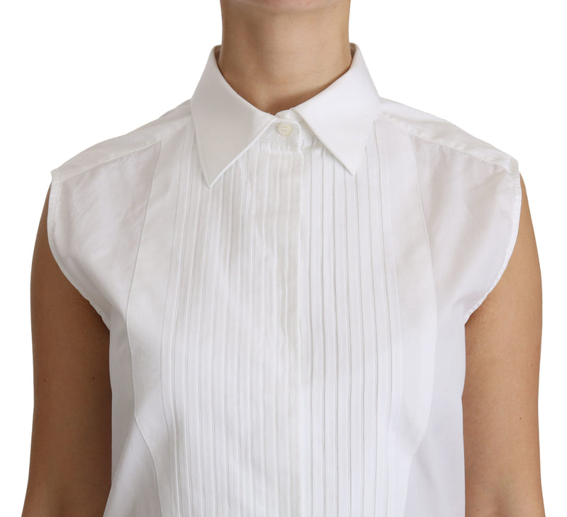 White Collared Sleeveless Polo Shirt Top