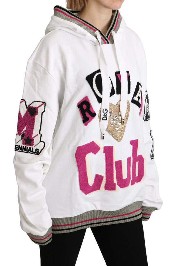 White Royal Club Hooded Crystal Sweater