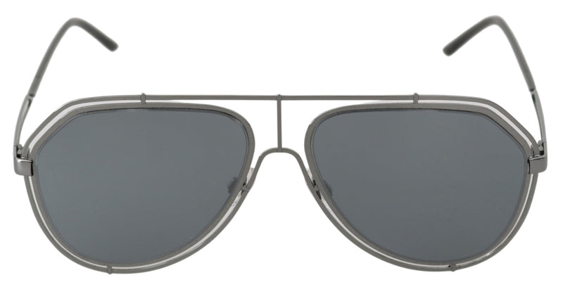 Gray Metal DG2176 Logo Pilot Aviator Sunglasses