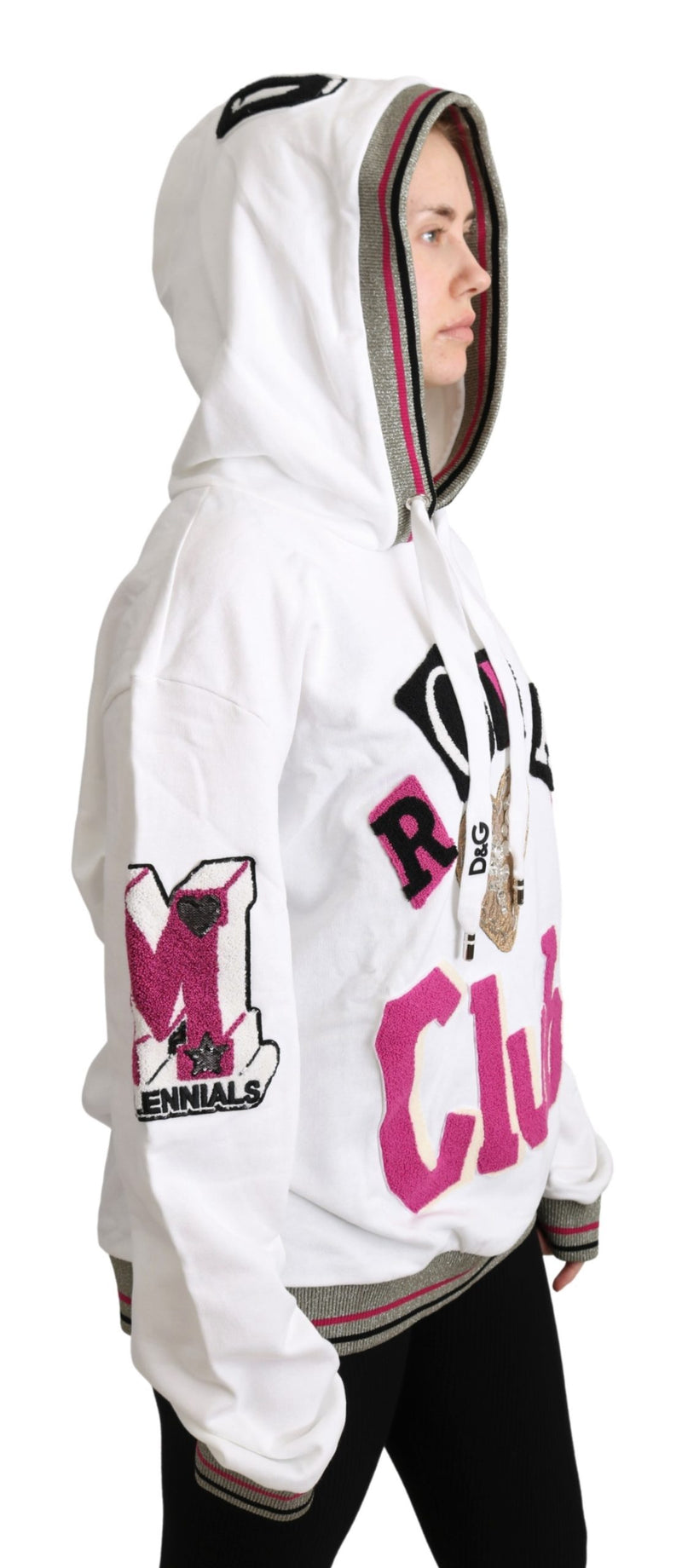 White Royal Club Hooded Crystal Sweater