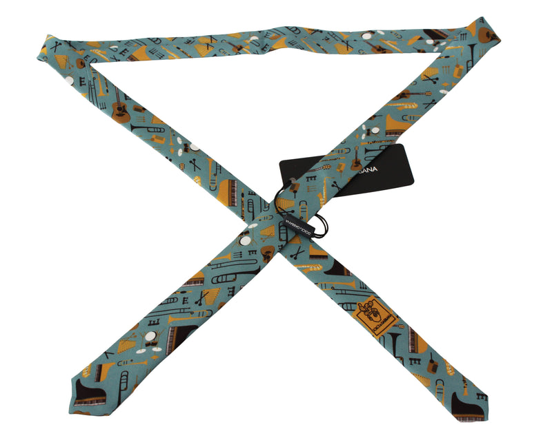 Multicolor 100% Silk Musical Instrument Print Tie