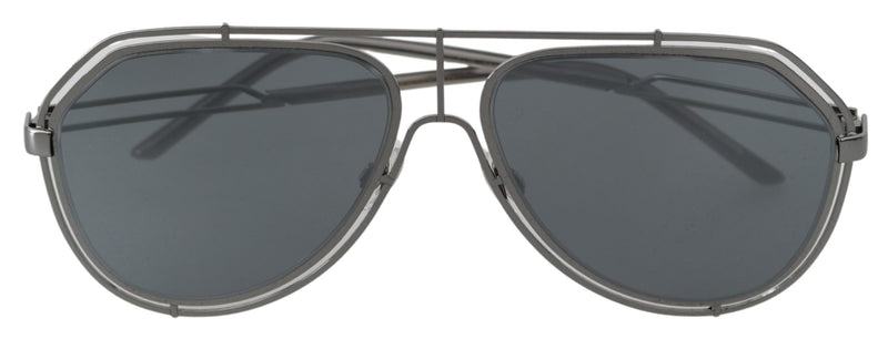 Gray Metal DG2176 Logo Pilot Aviator Sunglasses