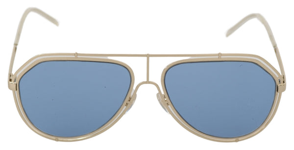 Gold Metal DG2176 Blue Lenses Pilot Aviator Sunglasses