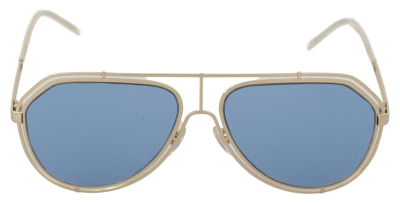 Gold Metal DG2176 Blue Lenses Pilot Aviator Sunglasses