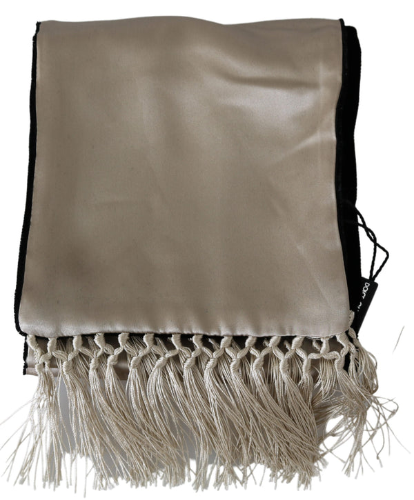 Beige Silk Viscose Wrap Black Backside Men's Scarf