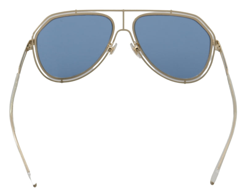 Gold Metal DG2176 Blue Lenses Pilot Aviator Sunglasses