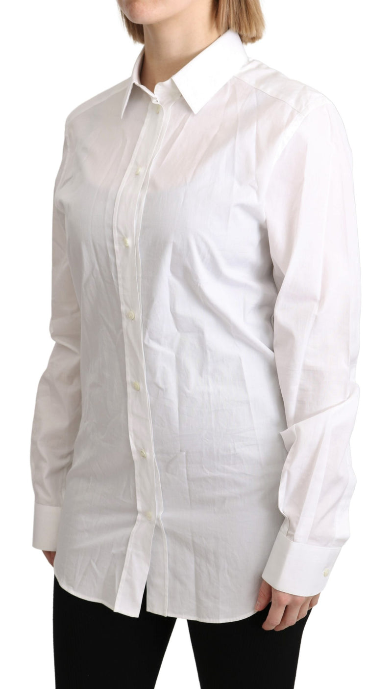 White Collared Formal Dress Shirt Cotton Top