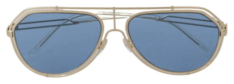 Gold Metal DG2176 Blue Lenses Pilot Aviator Sunglasses