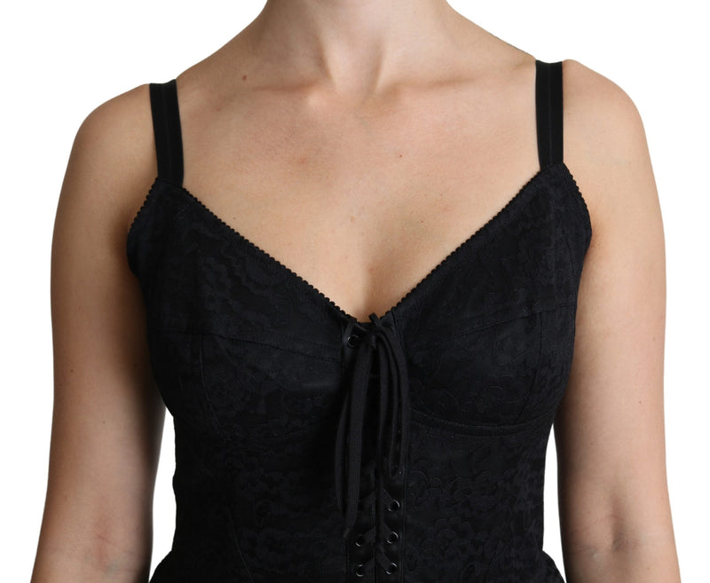 Black Rose Appliqué Sheath Mini Jaquard Dress