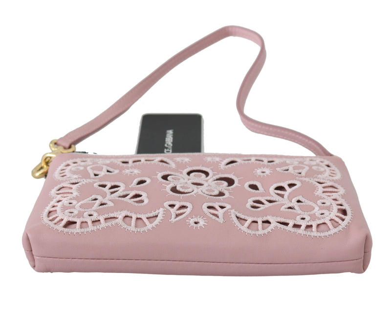 Pink Cutout Shoulder Mini Cross Body Leather Purse