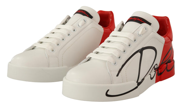 White Red Lace Up Womens Low Top Sneakers Shoes