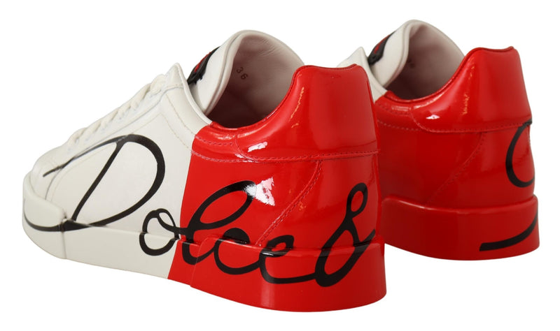 White Red Lace Up Womens Low Top Sneakers Shoes